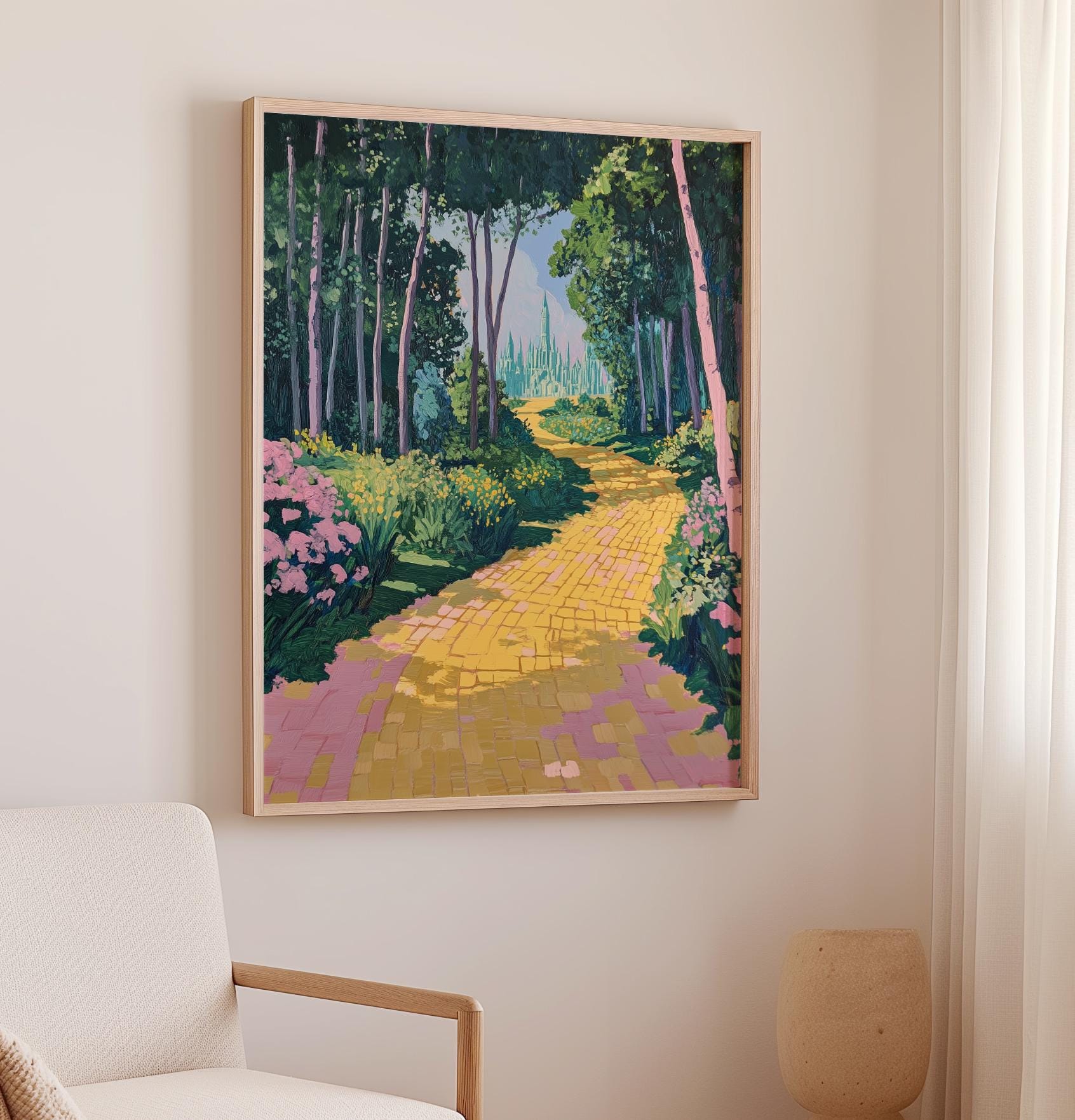 Yellow Brick Road Pastel Painting: Whimsical Nursery Art (digital