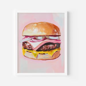 Hamburger Poster, burger printable, Kitchen Digital Print, Food Wall Art,Trendy Digital Print, Kitchen decor, cheeseburguer print, Fast Food
