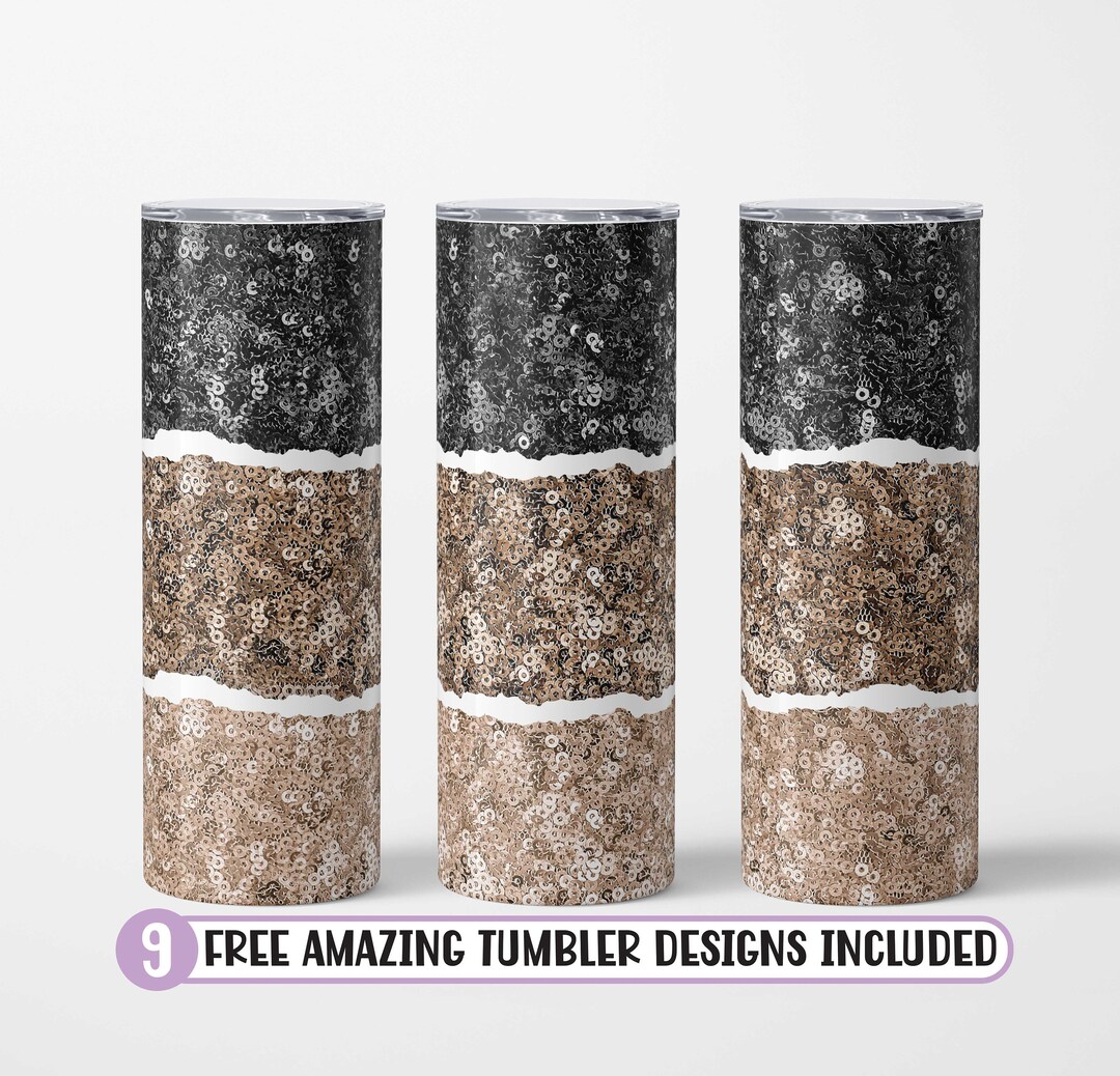 Gold Glitter Sequence Tumbler Wrap, 20oz Tumbler Sublimation Design