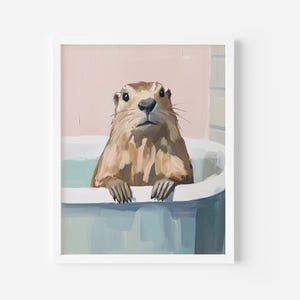 Capybara in The Bathtub Print, Animal Lover Gifts, Tropical Home Decor, Housewarming Gifts, Eclectic Decor, Funny Bathroom Art, Digital Art