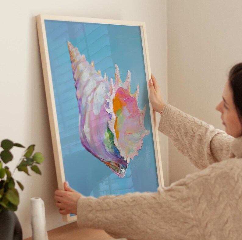 Conch Shell Art Print: Vibrant Coastal Painting (digital Download ...