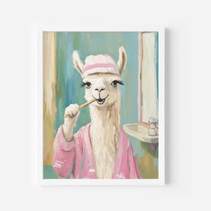 Llama Printable Art, Llama Bathroom Decor, Alpaca Wall Art, Bathroom Art Print, Llama Lover&#39;s Decor, Housewarming Gift, Instant download