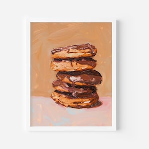 Chocolate and Cookies Print,Food Wall Art, Chocolate Chip Cookies Painting, Kitchen Foodie Wall Decor, Dessert Printable Art,Baking wall art