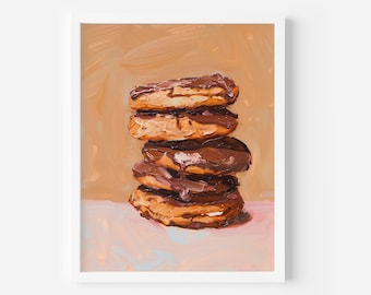 Chocolate Chip Cookies Painting: Foodie Kitchen Wall Art (Digital Print), Dessert Print, Bakery decor
