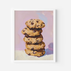 Cookie wall art print, Chocolate chip Cookie Painting, kitchen foodie wall decor, Sweet Treat Print, Retro food Poster,Vintage Kitchen Decor