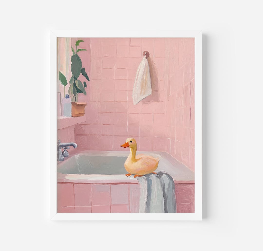 Cute Duck in Bathtub Print,animal Wall Art, Funny Bathroom Art ...