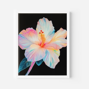 Hibiscus Flower Print, Hawaiian Aloha Art, Preppy Room Decor, Pink Hawaii Digital download, Y2k Hawaiian flower poster, Beach nursery decor