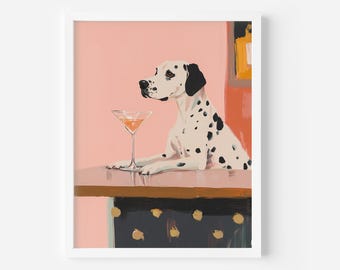 Dalmatiner Cocktail Kunstdruck: Skurriler Hund Bar Dekor (Digitaler Download)