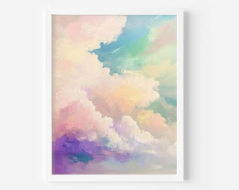 Pastel Cloudscape Art Print: Pink & Purple Sky (Digital Download)