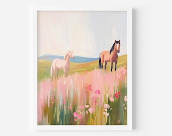 Wild Horses Art Print: Western Nursery Decor (Digital Download), Equestrian Painting