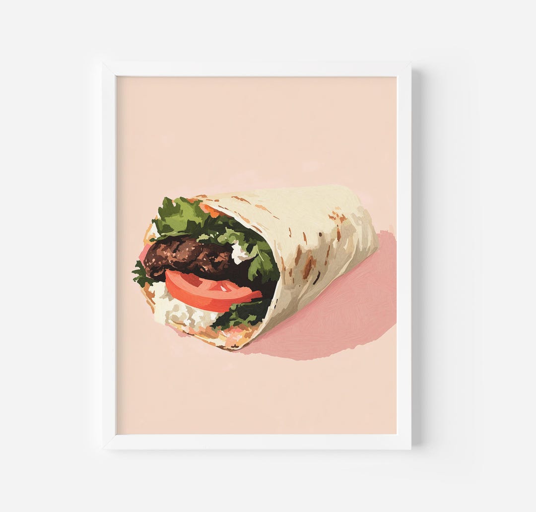 Doner Kebab Art Print: Turkish Food Poster, Kitchen Decor (digital ...