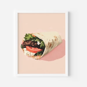 Kebab Art Print, Foodie Wall Art, Doner Kebab Poster, Turkish food Art Print, Food Poster, trendy Kitchen Decor, Food Print Digital download