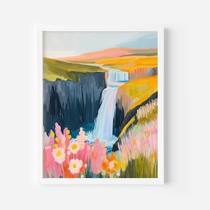 Landscape wall art, Contemporary  Wall Art, Colorful Landscape Painting, Modern Abstract Art, Vibrant landscape Print, Instant Download art
