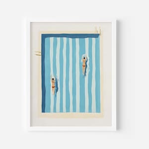 Girls Swimming Pool Art, Retro Aesthetic Painting, Preppy Palm Springs Poolside Beach Wall Art, Retro Motel Printable Art,Summer Beach house