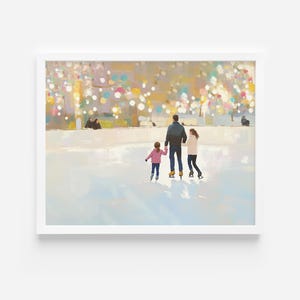 Christmas Ice Skating Prints, Holiday Wall Art, Winter Wonderland Decor, Festive Christmas Print, Digital Download, whimsical christmas art