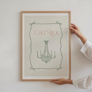 Chez Moi Art Print, Bonjour Poster, French Coffee Poster, Vintage Poster, Retro French Art Print, Modern Kitchen Gallery Wall,Coquette Print