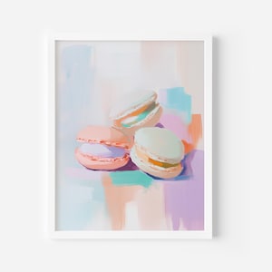 Macarons Cookies Painting, Wall Art trendy Print, Girly French Poster, Digital Download Art, Pastel Dessert Printable, Girly Food wall art