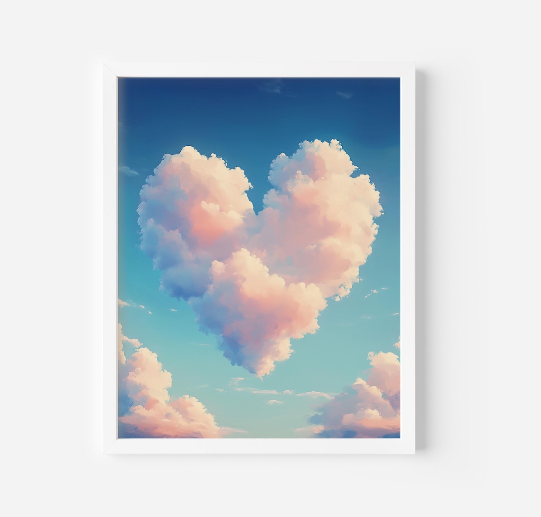 Heart Cloud Art Print: Dreamy Pastel Sky (digital Download), Love Cloud ...