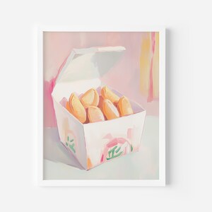 Chinesisches Essen Druck, Asiatisches Essen, Lebensmittel Illustration, rosa Wandkunst, chinesische Malerei, moderne Kunst Druck, asiatische Postkarte, mädchenhafte Wandkunst