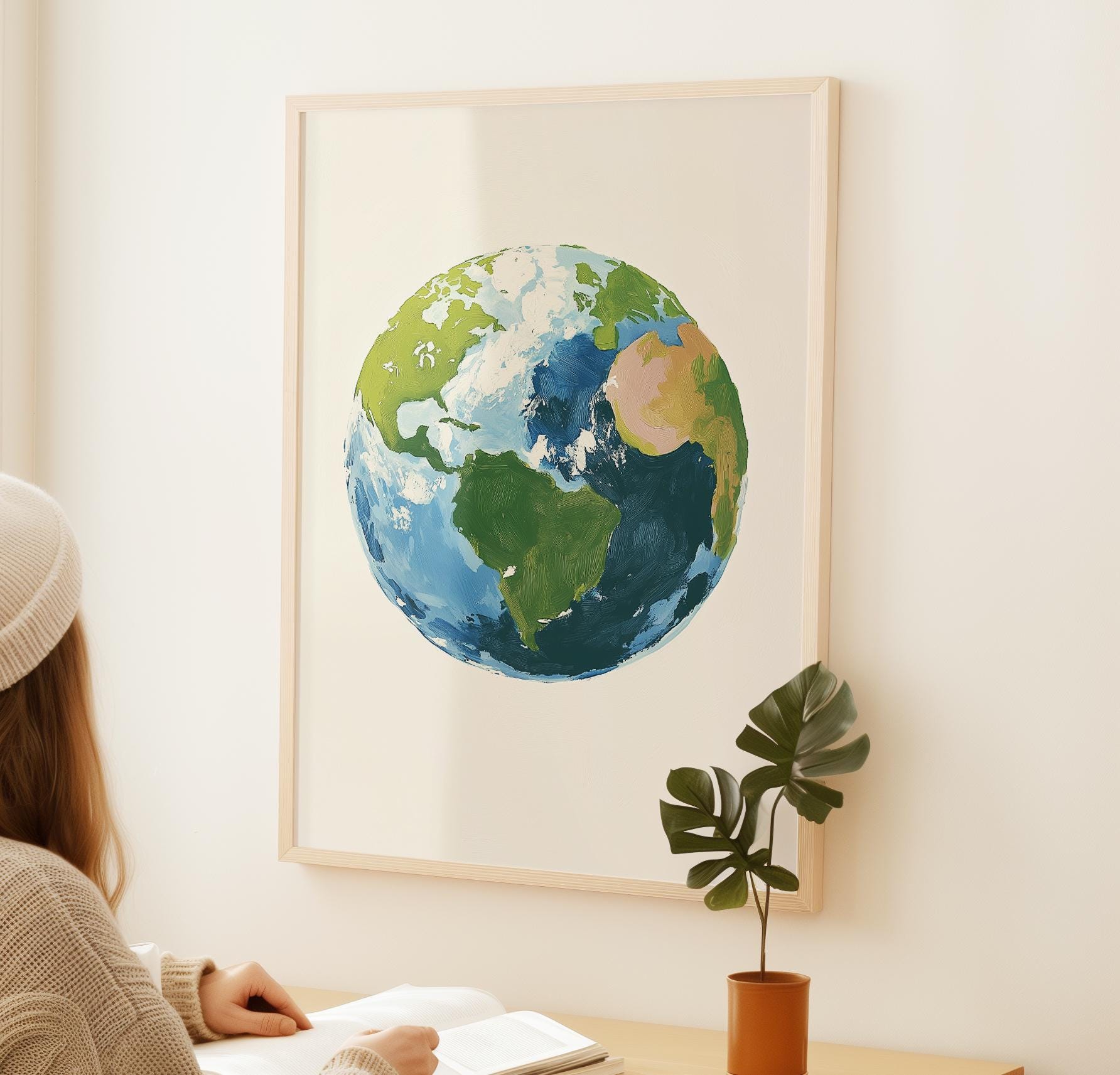 Blue Planet Art Print: Earth Day, Space Nursery Decor (digital Download ...