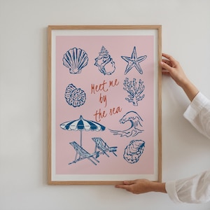 Impression Meet Me at The Beach, art côtier tendance, décoration de maison de plage, impression esthétique de plage, téléchargement numérique, impression chic petite-fille côtière
