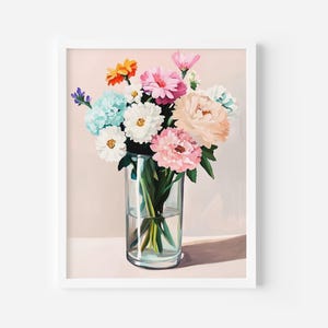 Jarrón de flores imprimible, póster de jarrón de flores, impresión de ramo de flores, arte de pared botánico, impresión de arte de flores, póster de flores, impresión de mercado de flores