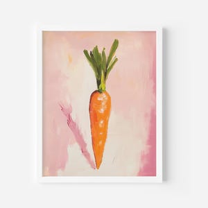 Carrot Acrylic Painting Wall Art, Kitchen Wall Art, Trendy Digital Download, Easter Nursery Poster, Modern Farmhouse Wall Art, Carrot Print