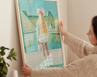 Paris Art Print: Girl with Pink Bow, Louvre Painting (Digital Download)