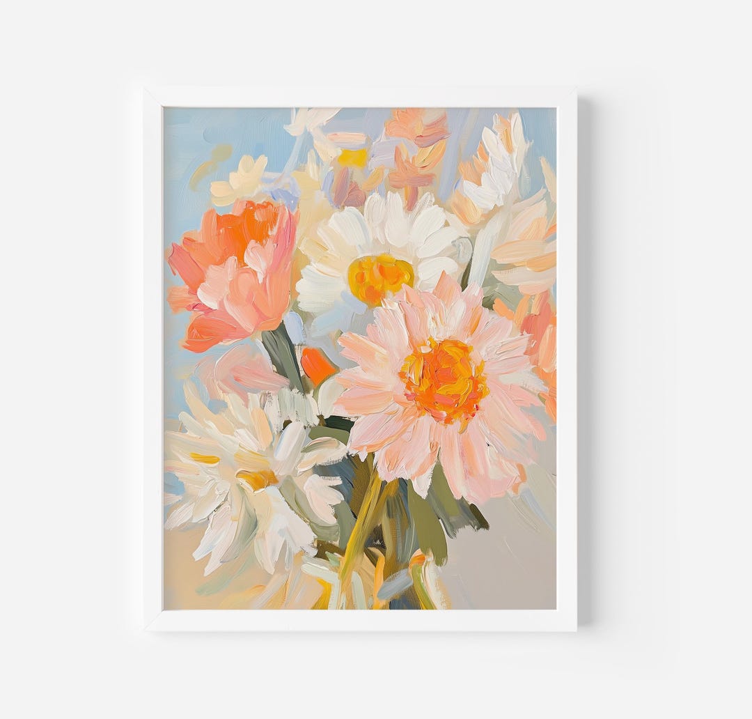 Pastel Floral Painting: Spring Bouquet Art Print (digital Download ...