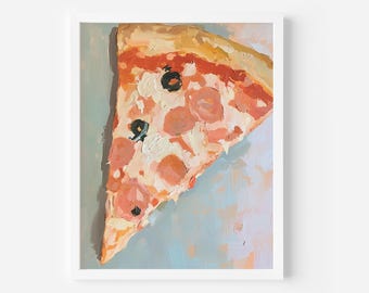 Pizza Art Print: Eclectic Italian Kitchen Decor (Digital Download), Boho foodie poster