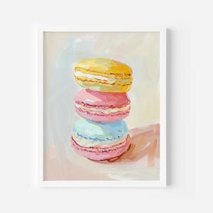 Macarons Cookies Art Print, Vintage food Print, Trendy French Poster, Macaroons Dessert Art Decor, Sweet Treat Kitchen, Bakery or Cafe decor