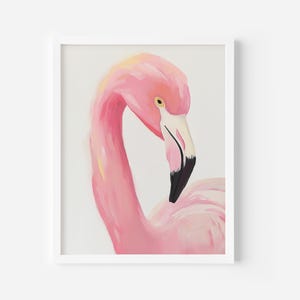 Flamingo printable art, Pink flamingo Art Print, Trendy Jungle Poster, Minimalistic Boho Preppy Wall decor,Tropical Beach House Animal Print