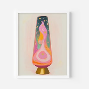 Lava Lamp Art Print, Retro Lava Lamp Print, 90s Wall Art, 90s Nostalgia Painting, Preppy Wall Art, Preppy Magical Room Decor,Vintage 90s Art