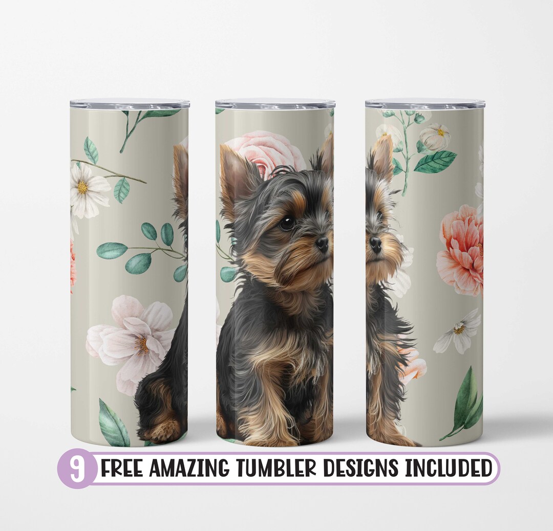 Yorkie Dog 20 Oz Skinny Tumbler, Sublimation Design, Pet Lover Digital