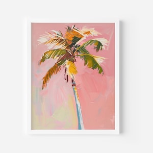 Soft Pink Palm Tree Printable, Trendy Botanical Wall Art,Nursery Wall Decor, Girly Pink Tropical Poster, Digital Download,Aesthetic wall art