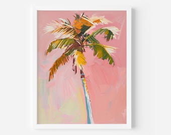 Pink Palm Tree Print: Trendy Botanical Art (Digital Download), Nursery Tropical Poster
