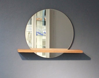 Wood mirror shelf relief For wall, hallway, bedroom, bathroom, modern aesthetic mirror