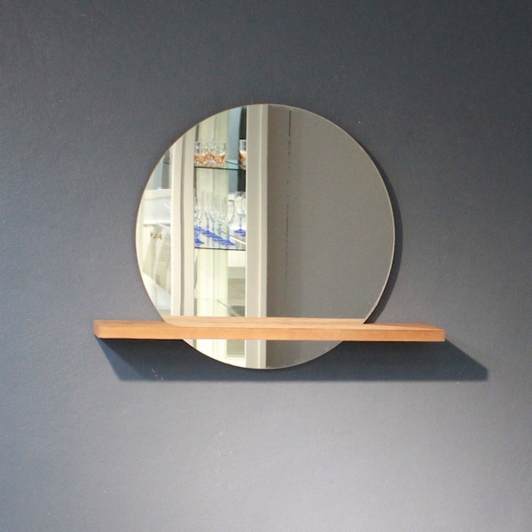 Miroir bois étagère relief Pour mur , couloir, chambre, salle de bain , miroir esthétique moderne