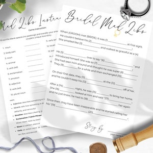 Wedding Mad Libs Game Printable Bridal Shower Game Funny Fill in the Blank Card Instant Download Bachelorette Party Guest Activity DD201