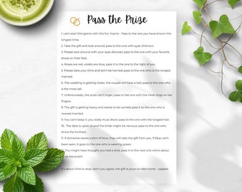 Pass the Prize Bridal Shower Game, Fun Poem Activity (Digital Download)