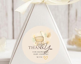 Boho Rainbow Baby Shower Stickers, Thank You Favor Labels (Printable Template)