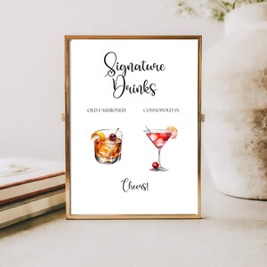 Signature Drink His and Hers, Bar Menu Wedding Reception, Drink Sign, Bride and Groom, Instant Download, Editable, Canva Template, Custom