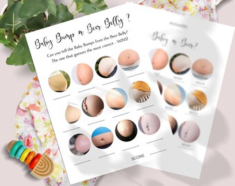 Baby Bump or Beer Belly Game, Couples Shower, Modern Trivia (Printable)