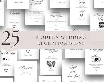 Modern Wedding Reception Signs, Minimalist Template (Instant Download)