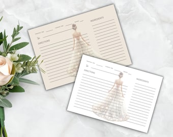Wedding Dress Recipe Card, Bridal Shower Keepsake (Digital Download)