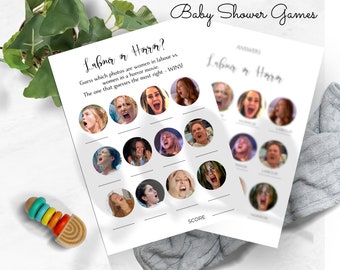 Fun Baby Shower Games, Printable, Labour or Horror Baby Shower Game, Minimalist Theme, Party Games, Labour or Horror Picture Quiz, BB01