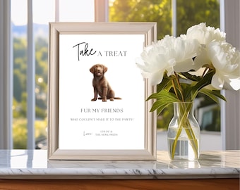 Wedding Dog Treat Sign, Pet Favor, Editable Printable (Instant Download)