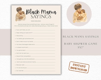 Black Mama Sayings Baby Shower Game: Cultural Humor (Printable PDF)