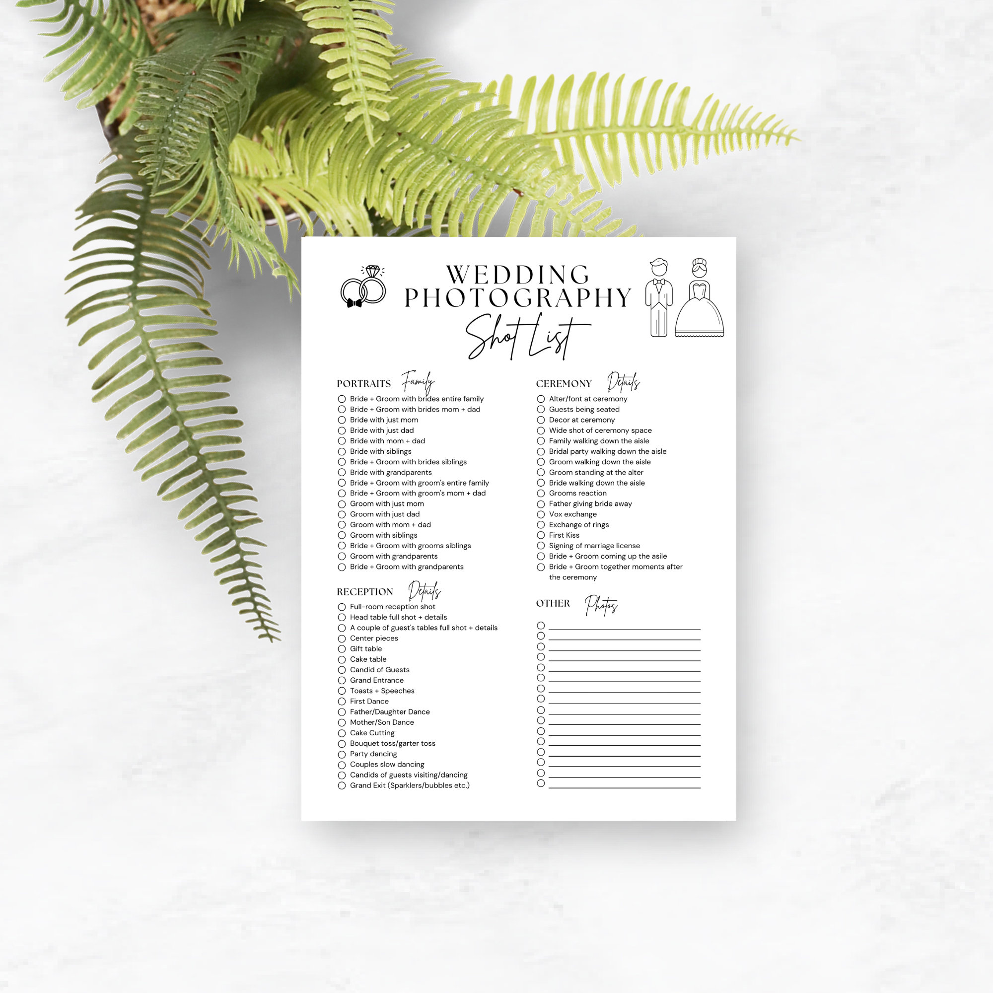 Printable Photographer Wedding Checklist Photographer Wedding Checklist ...