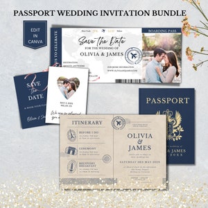 Passport Invitation for Wedding Template | Passport Save the Date Wedding Invitations | Travel Theme Wedding | Destination Wedding QR Code
